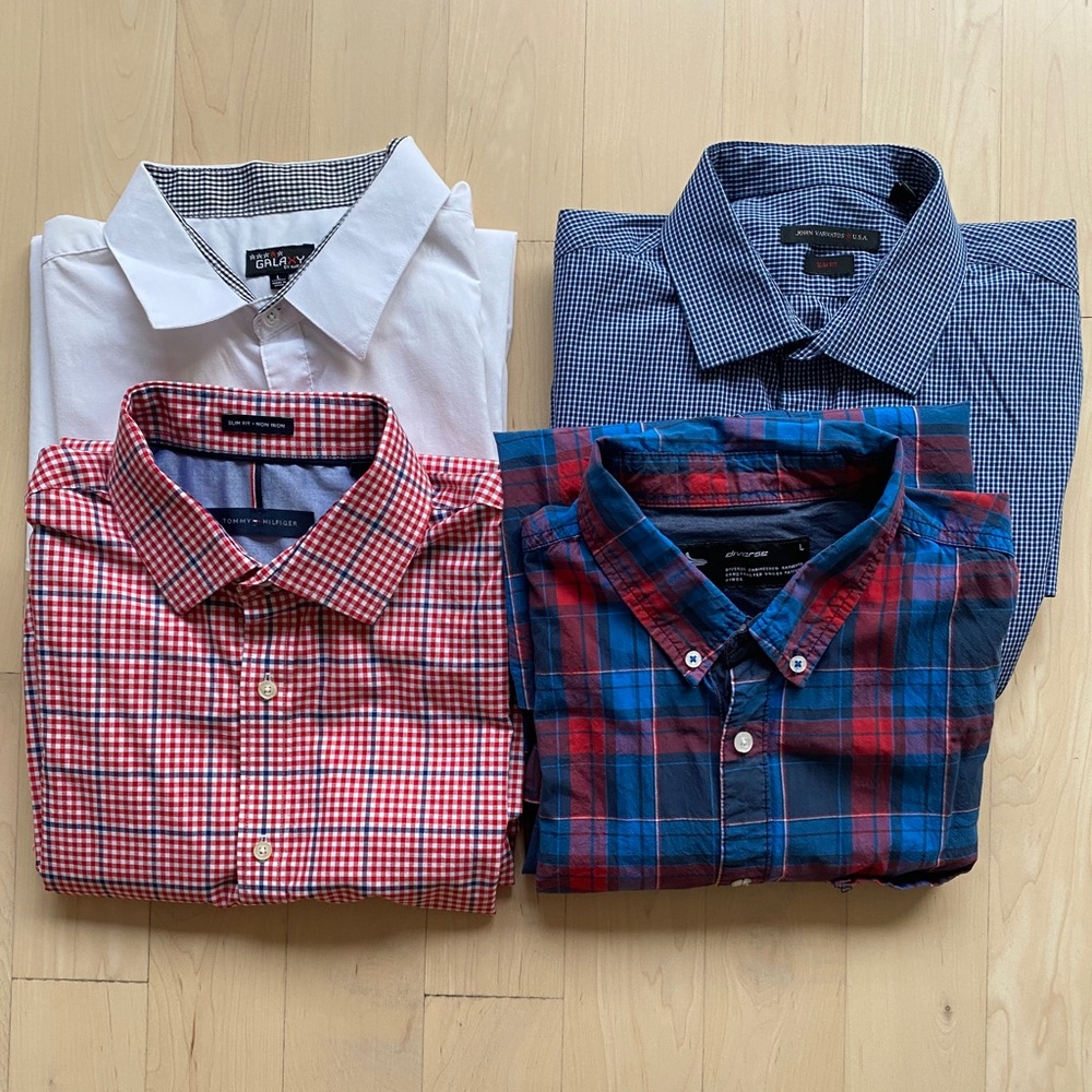 4 Large Slim Fit Dress Shirts BUNDLE